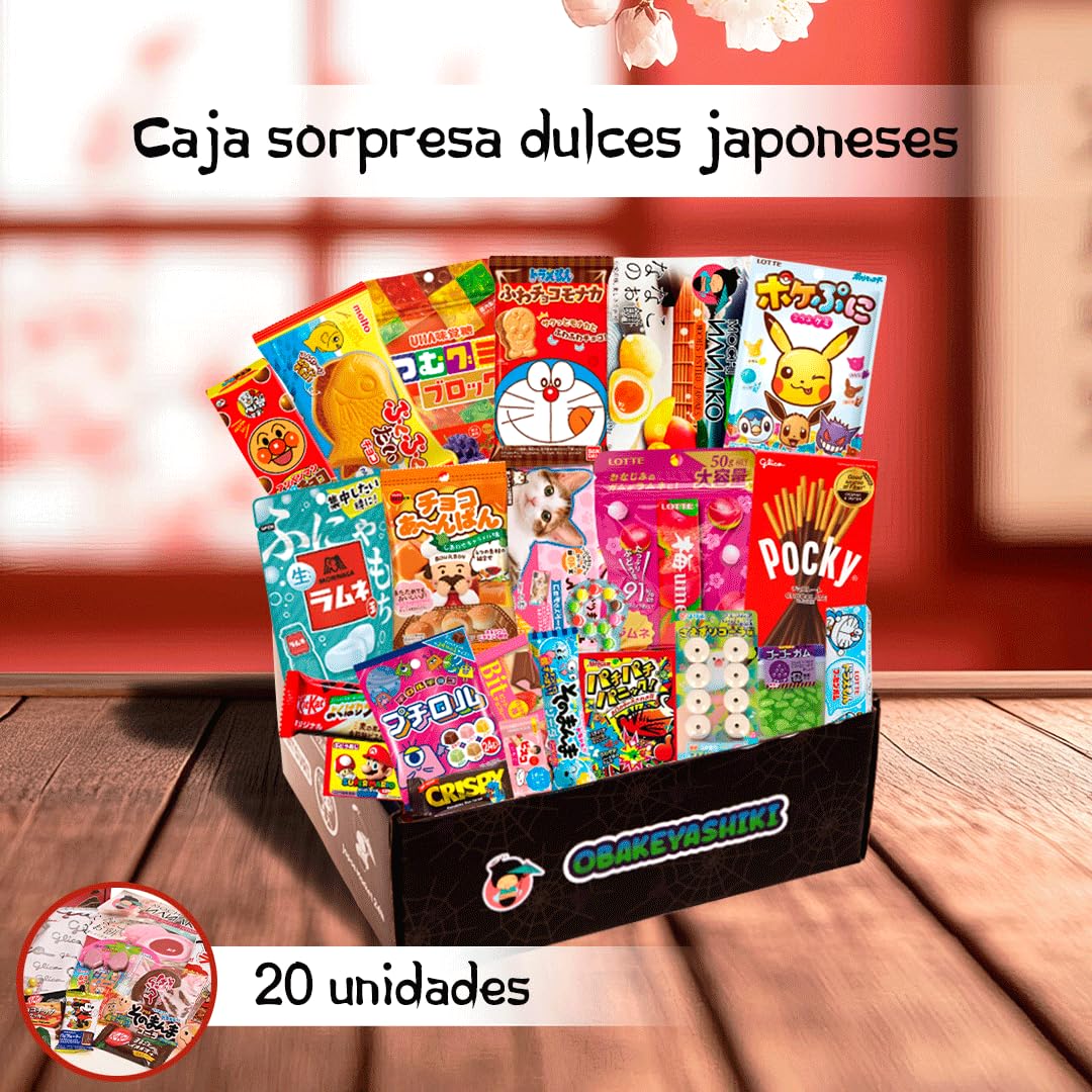 JapanBox Edición Especial Chuches Japonesas Sorpresa Premium Surtido Dulces Caramelos Exóticos Chocolate OBAKEYASHIKI
