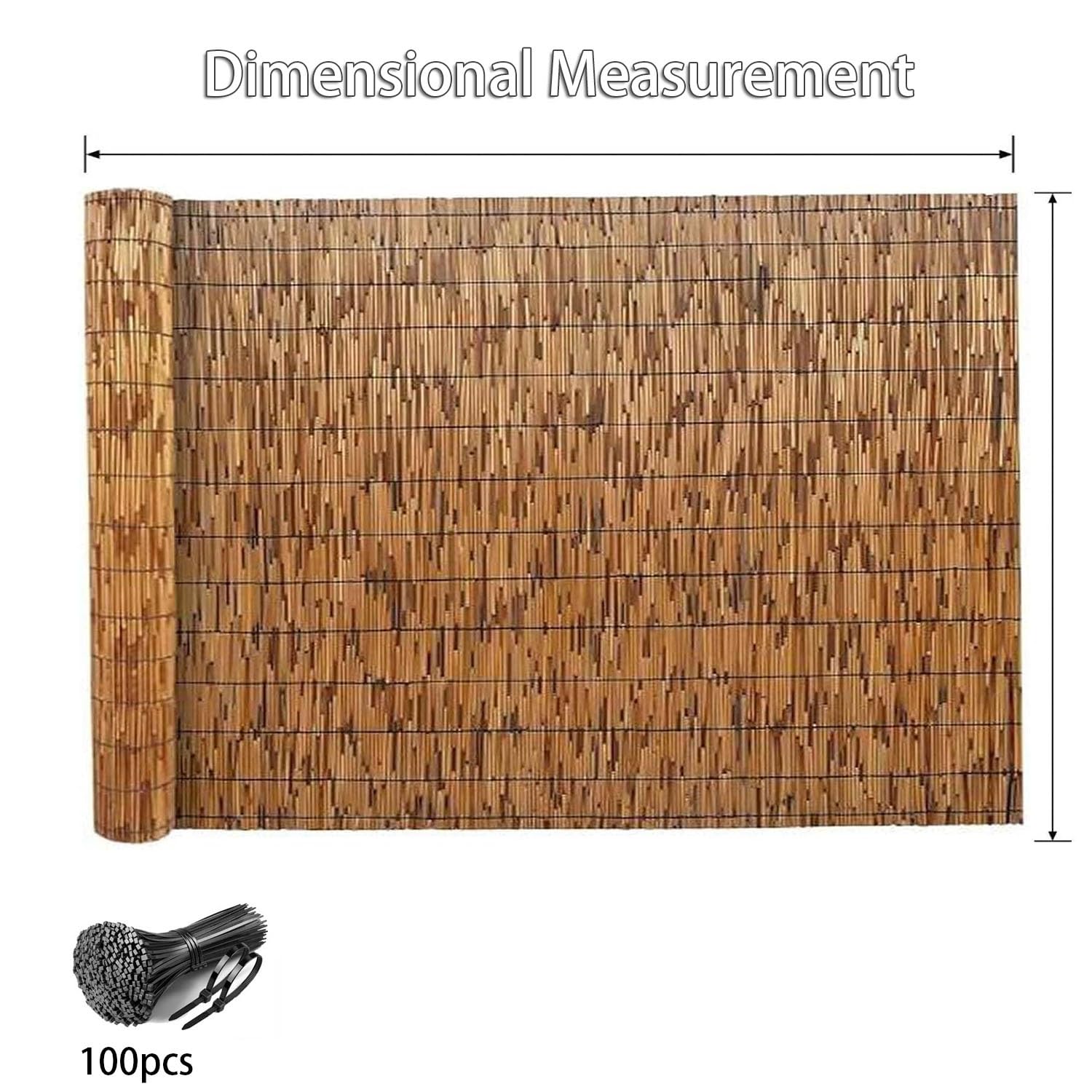 Cerca de bambú Natural en Rollo, de 1,8 m de Alto, Ideal para Exteriores, para privacidad, Patios, Jardines y terrazas (Alambre Amarillo y Blanco, 1,6 m x 2,7 m)