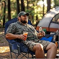 Vista 2 de Overmont Oversized XL Camping Chair for Adults - 400lbs Support Heavy-Duty Padded Folding Chair with Side Pocket Cup Holder Cooling Bag for Outdoor