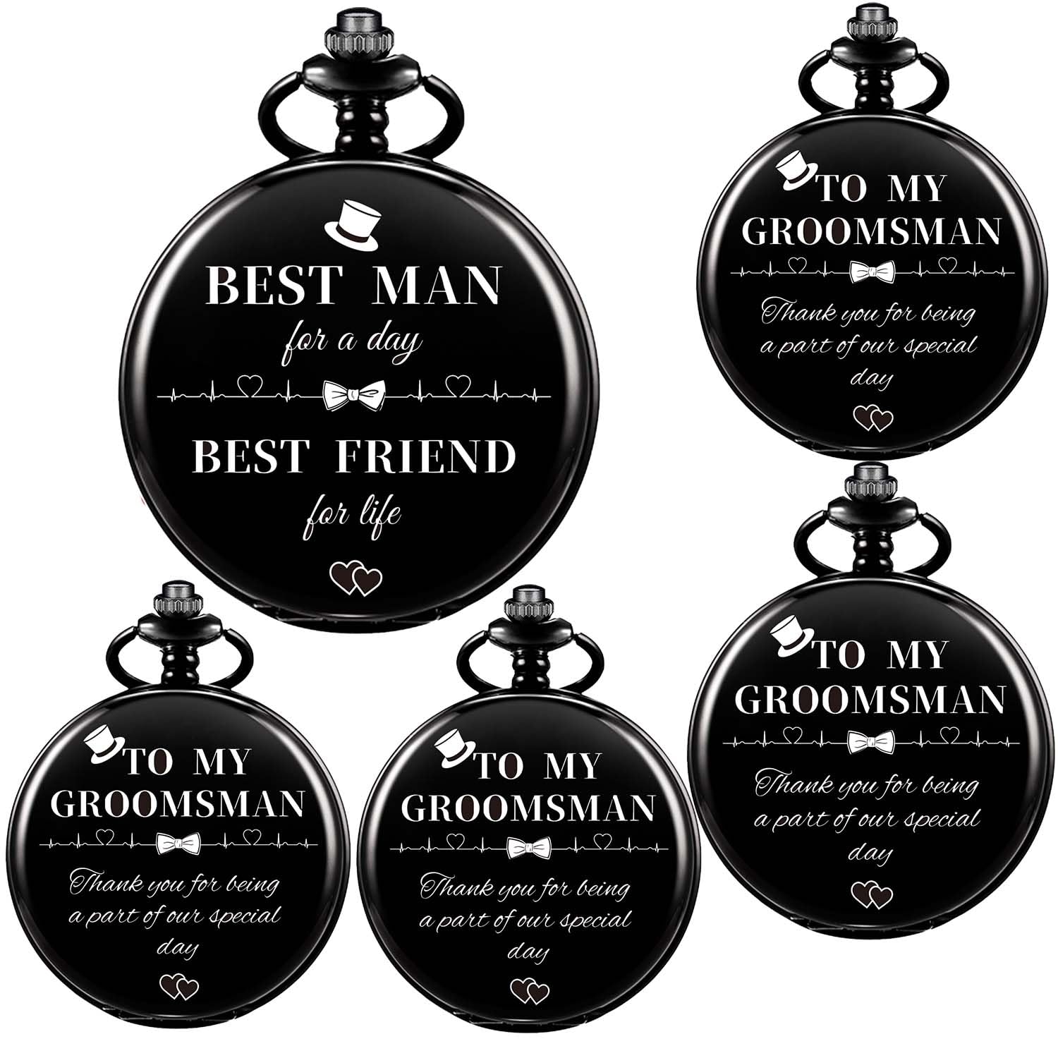 Engraved pocket watch set