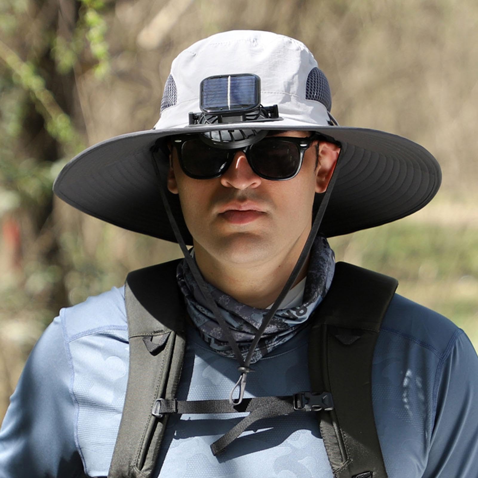 Cappello da sole con ventilatore solare, cappello a tesa larga | Ventilatore solare per esterni, cappello da pesca per viaggi all'aperto, campeggio, alpinismo, giardinaggio, golf