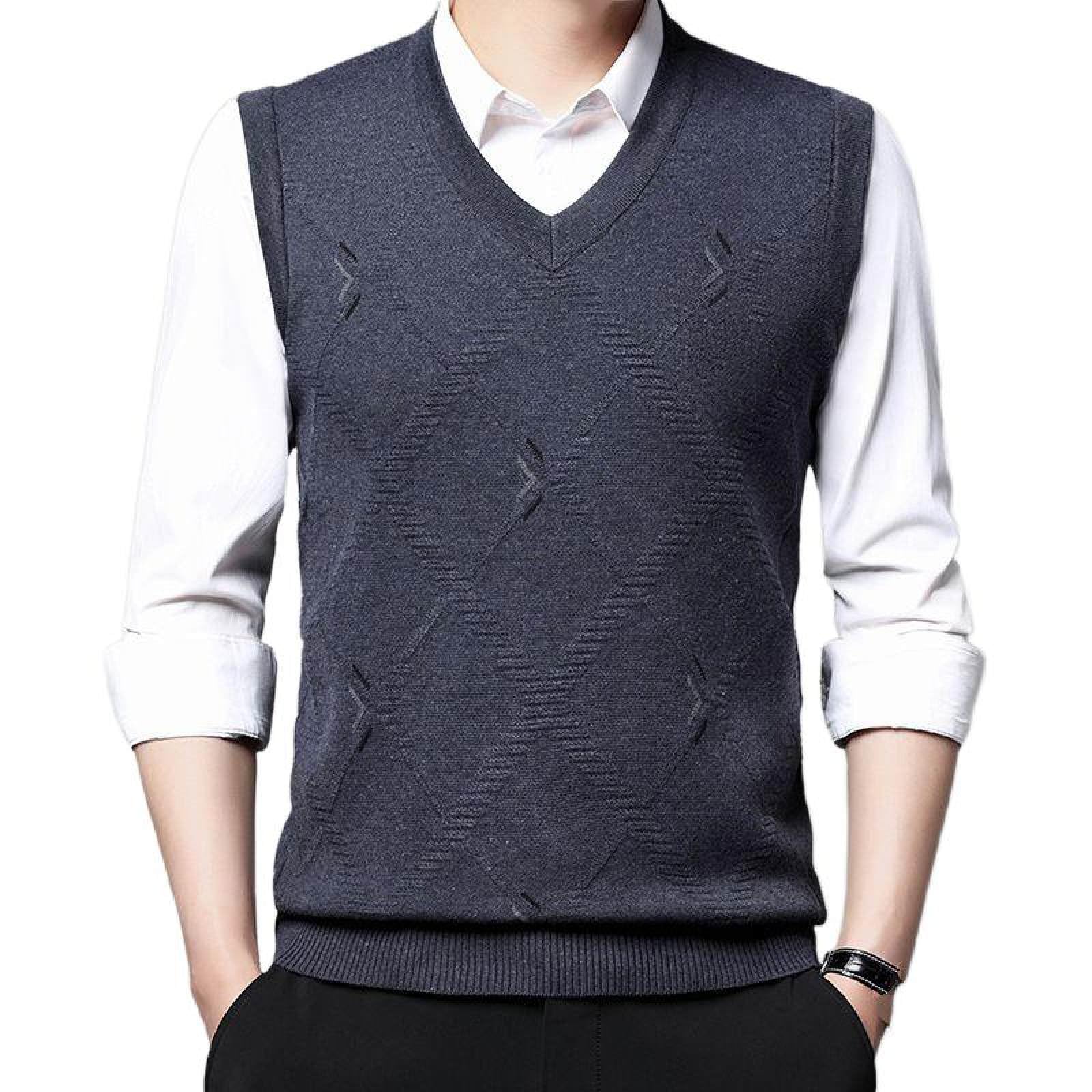 Chaleco de punto para hombre con cuello en V argyle para otoño 2
