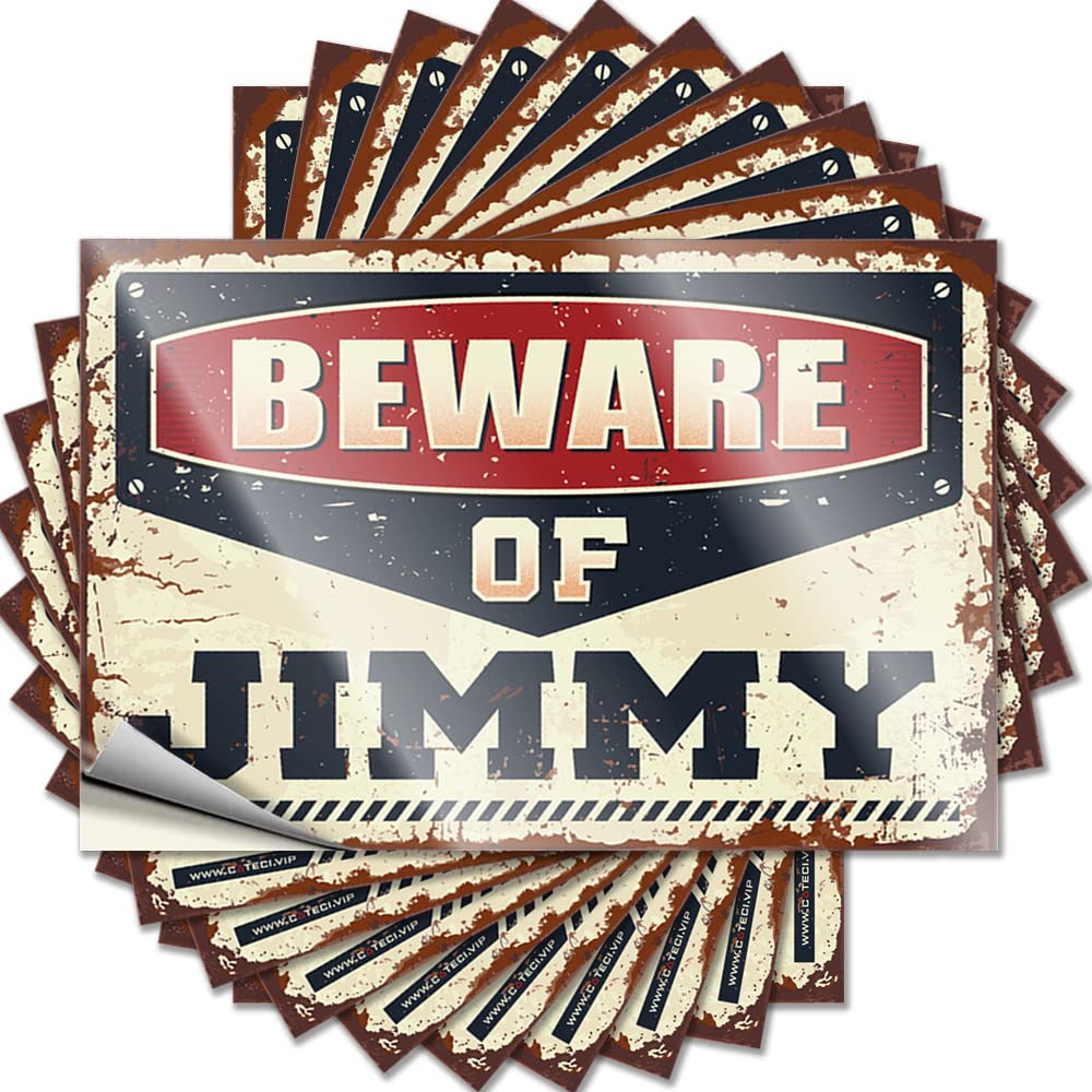 Fzfn Men's Colour Beware Of Jimmy Unique Tattoo | Bedroom Decor Waterproof Vinyl Laptop Gamers Removable Decal Peel Stick(12X18cm)