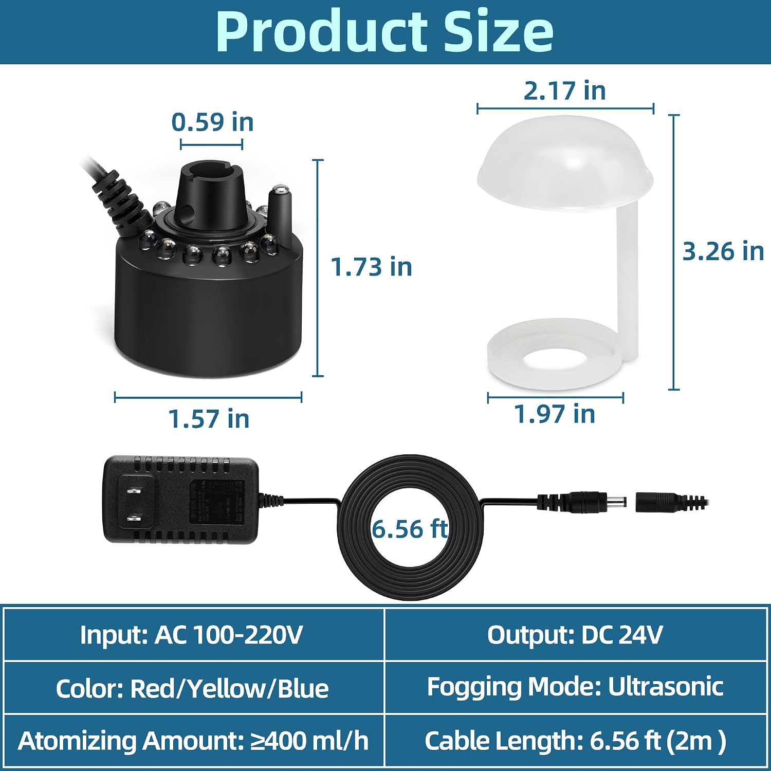 DaToo Mist Maker Mini Pond Fog Machine 12 Led Indoor Water Fountain Mister Fogger with Splashing Guard Atomizer Air Humidifier Ultrasonic Fogger for Water Feature Halloween and Other Holidays