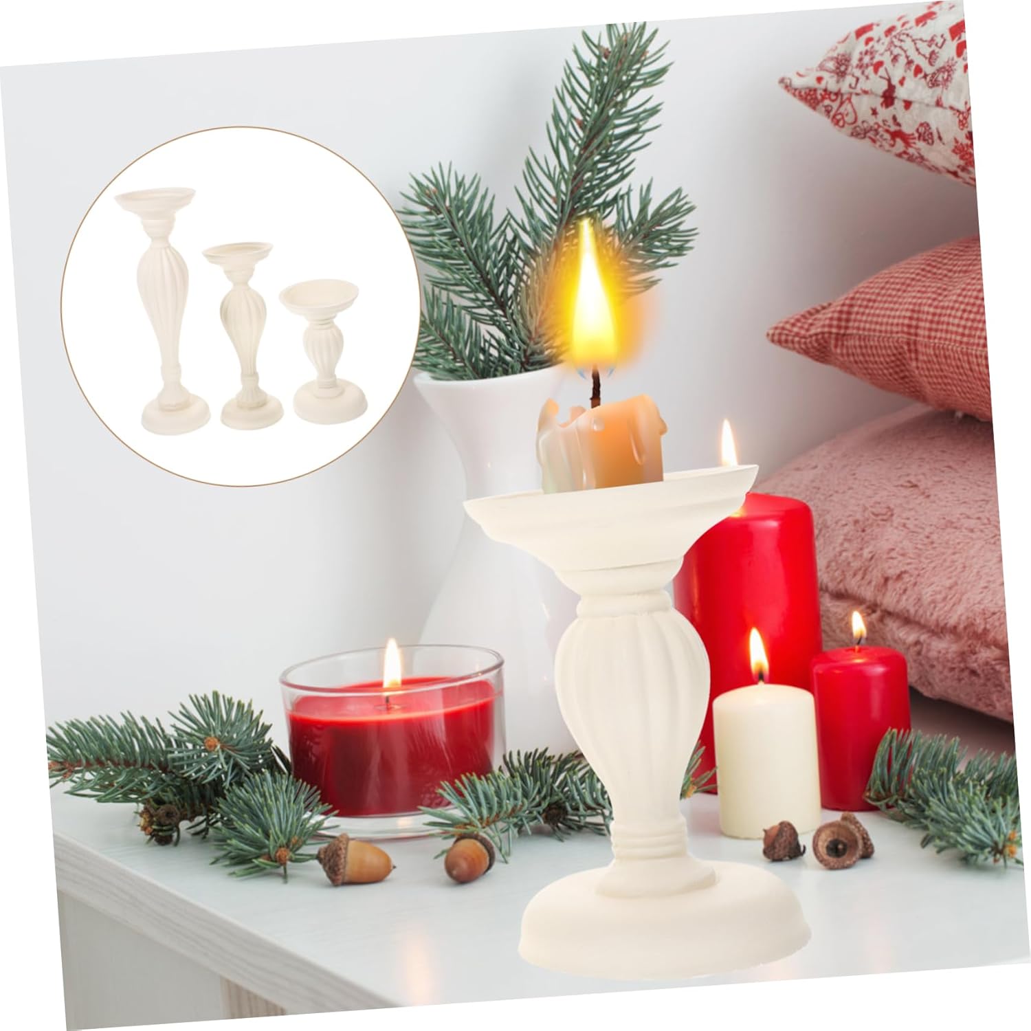 PRETYZOOM Vintage Candle Holder Set Rustic Candlestick Holders for Christmas Decor Home Party Wedding Decor