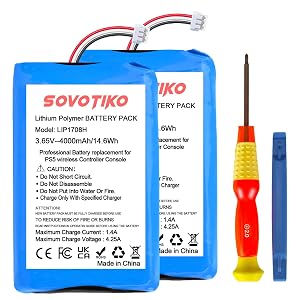 2-Pack PS5 Controller Battery Replacement LIP1708H 4000mAh Rechargeable Battery for Sony PlayStation 5 Dual Sense Controller CFI-ZCT1W Gamepad