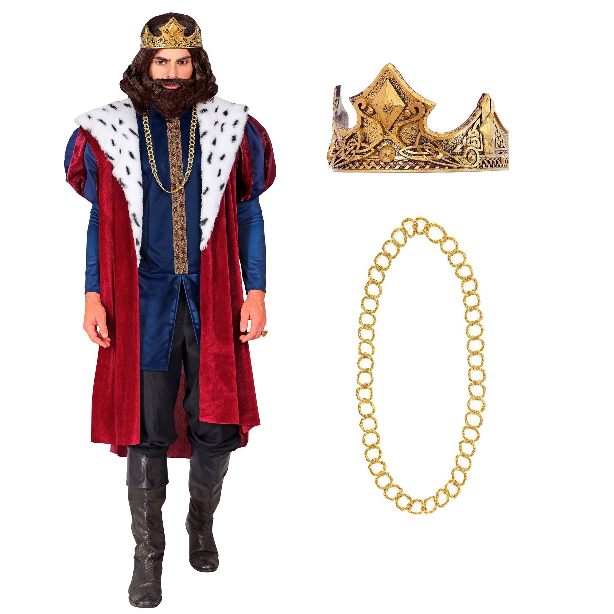 W WIDMANN MILANO Party Fashion - King Costume Set for Men 4 Pieces with Crown and Coat, for Carnival and Theatre - Image 2