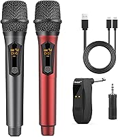 Vista 1 de Aveek Wireless Microphone for Karaoke, 2.4GHz Rechargeable Karaoke Microphone(Work 10hs), for Speaker, Karaoke Machine,Church, Speech, Wedding, gris
