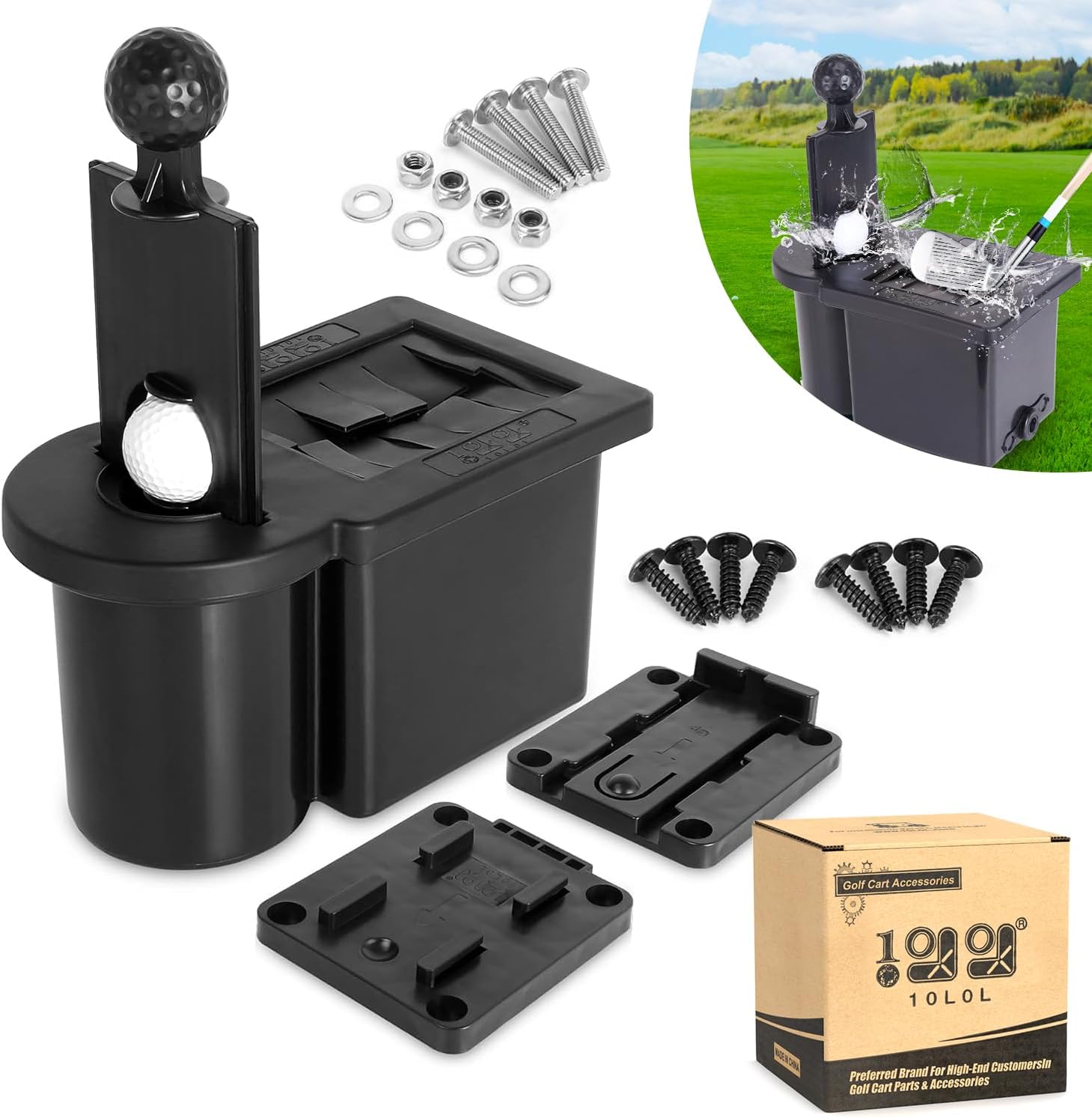 10L0L Golf Cart Ball Washer, Golf Club Head Cleaner for EZGO, Club Car