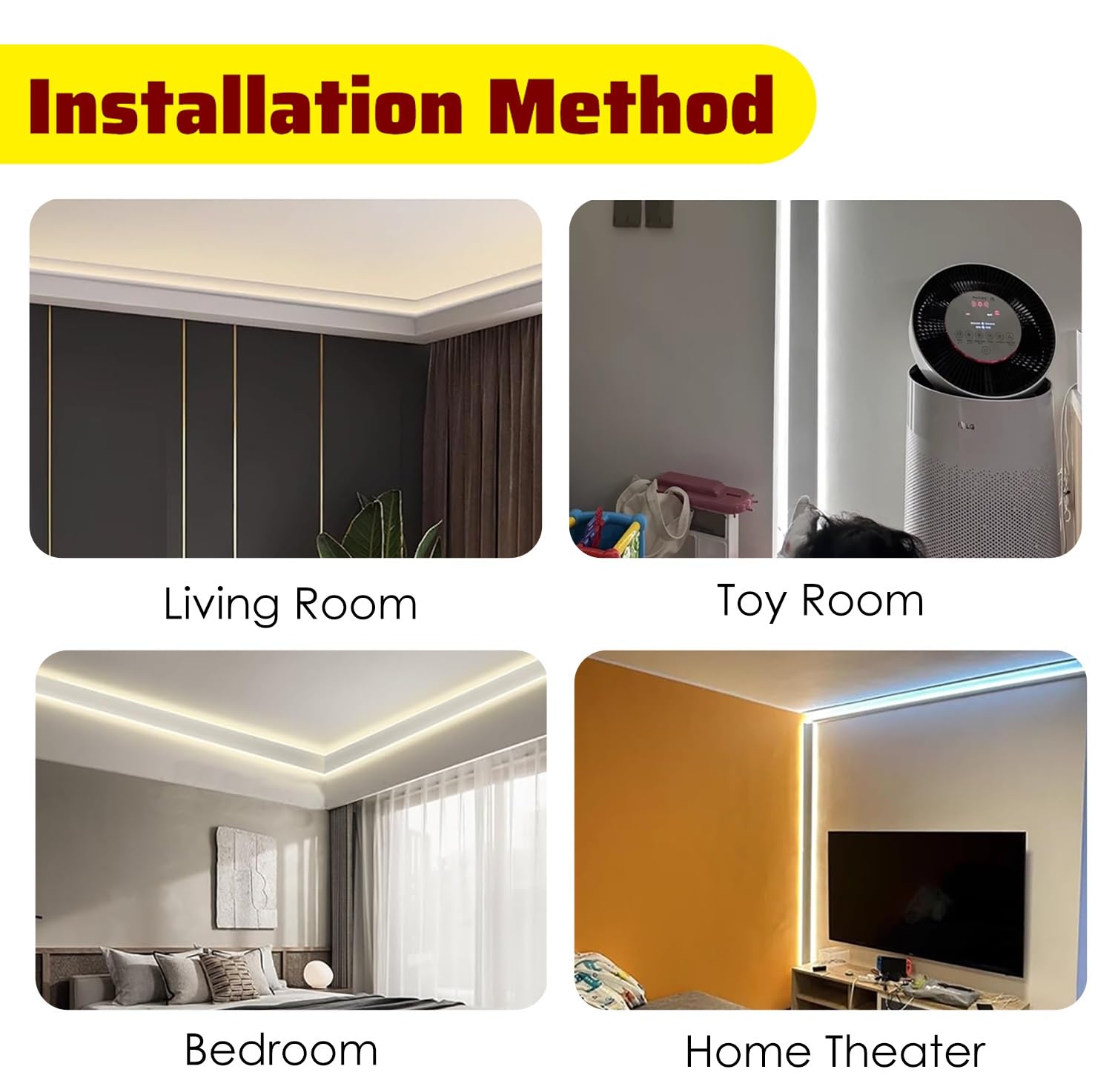 Genérico Perfil LED de iluminación para Salas de Estar, hoteles, centros comerciales y teatros - Decoración de molduras, 1-10 m (850 cm/334,6 pulgadas/27,9 pies) - Solución de iluminación Interior el