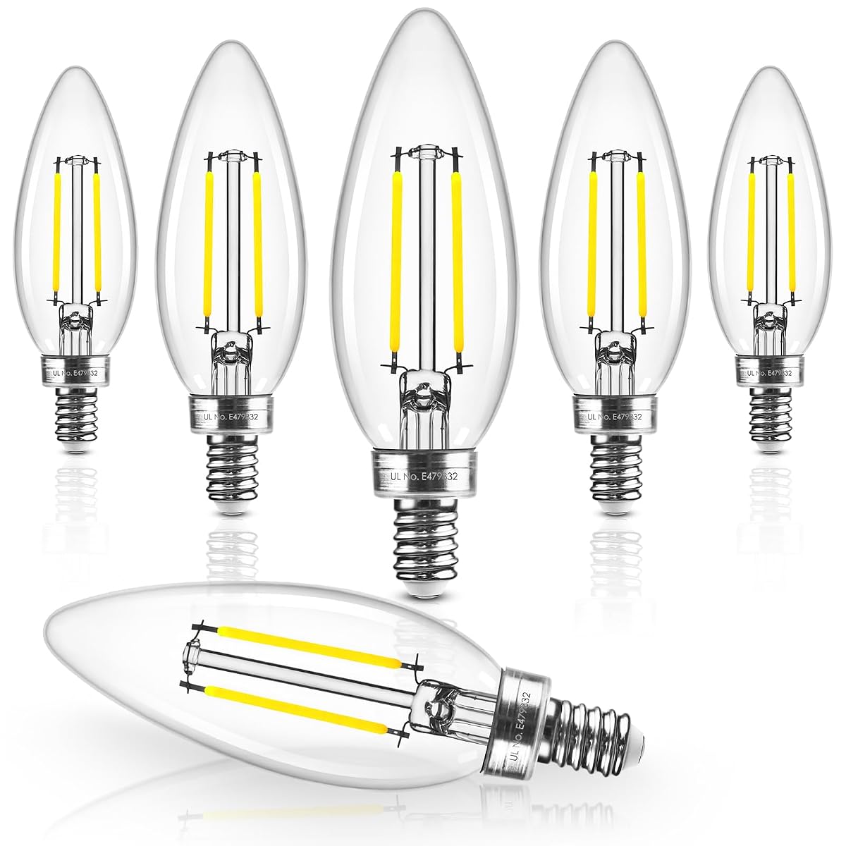 Hizashi Candelabra Led Light Bulbs 40 Watt Equivalent, E12 Base Chandelier