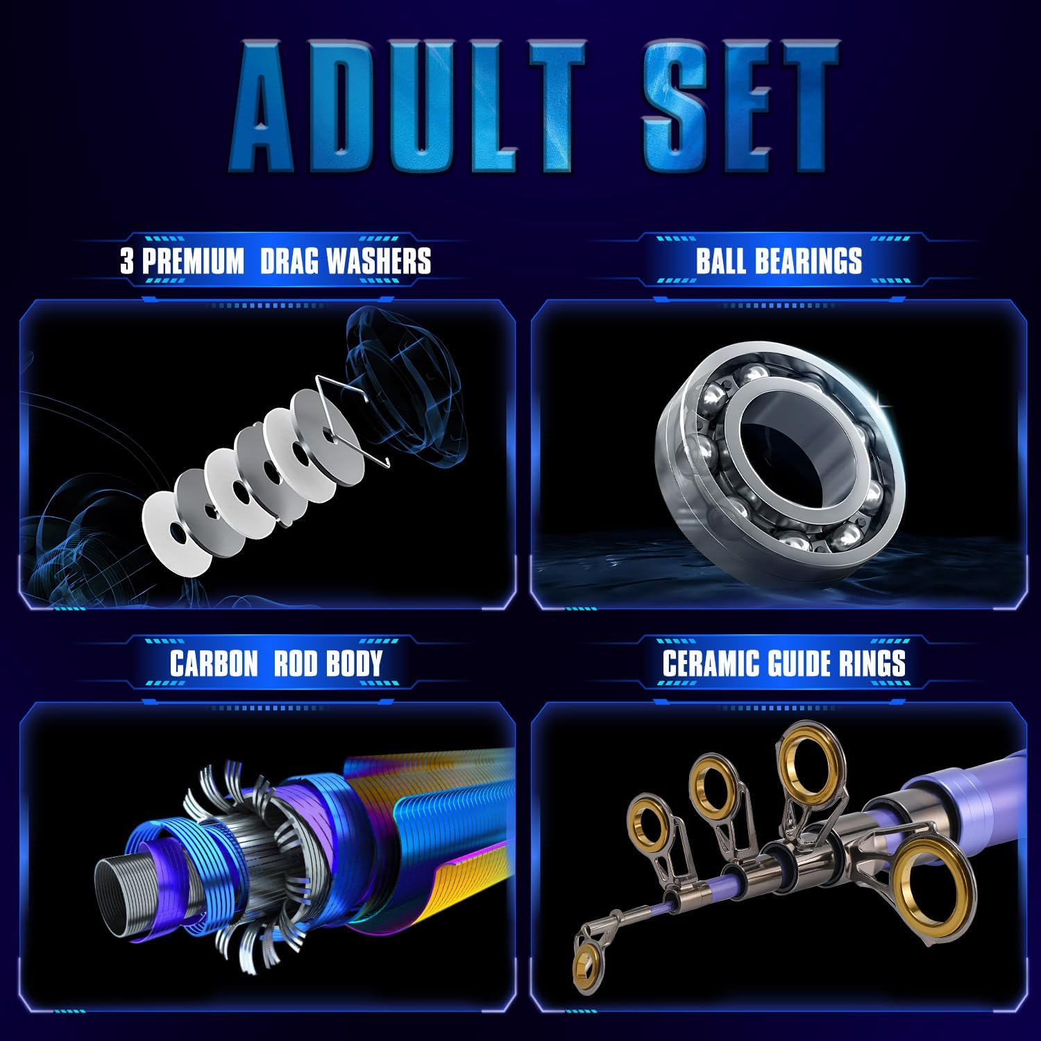 Sougayilang Portable Telescopic Fishing Combo for Family - Adjustable Carbon Fiber Pole & Smooth Reel, Complete Saltwater/Freshwater Kit for Adults and Kids