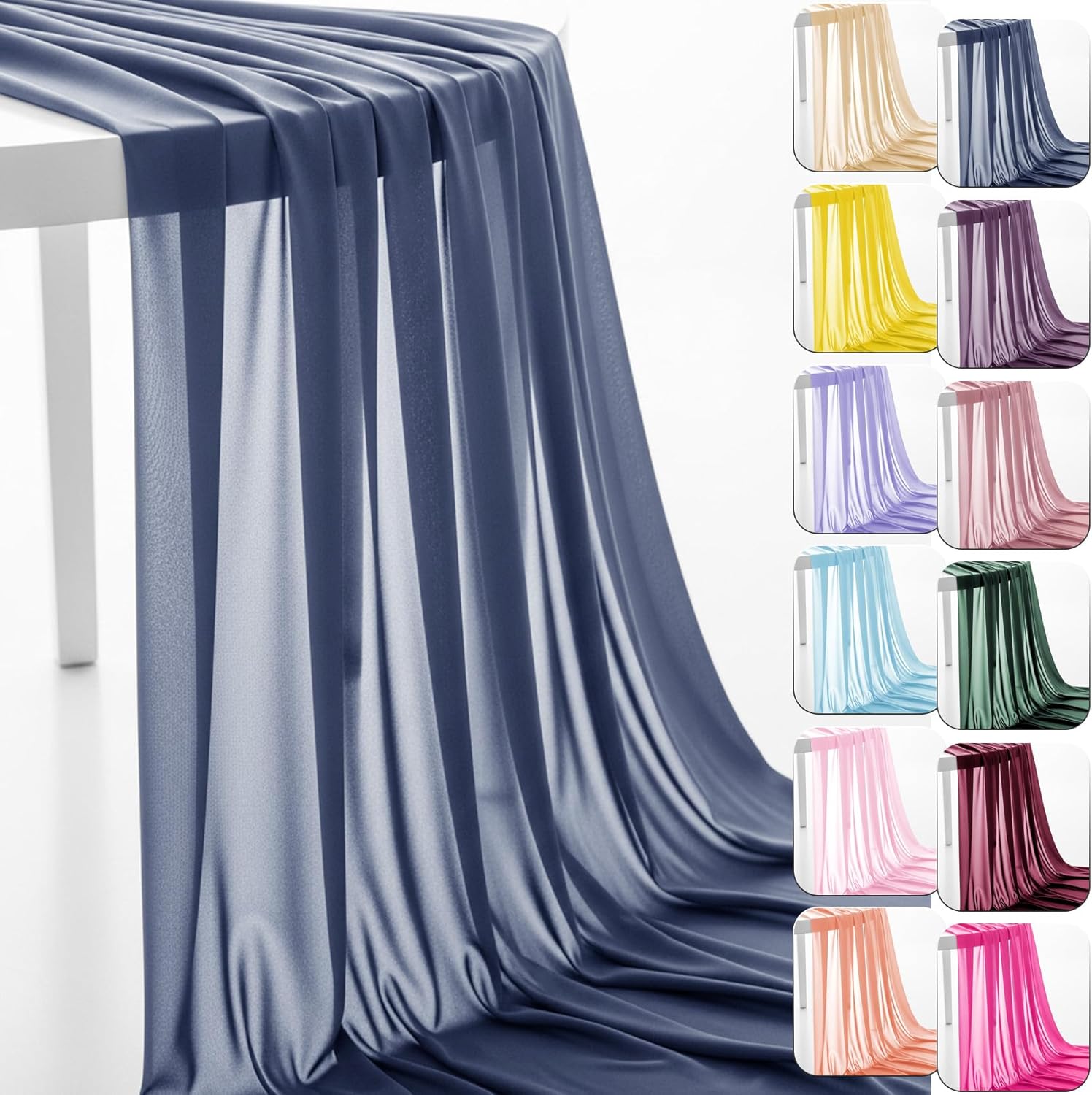 60" Chiffon Fabric by The Yard Pre-Cut Sheer Fabric for Wedding Arch Draping Fabric Canopy Bed Curtains Panels Party Backdrop Decoration Ceiling Decor (Ivory, 10 Yards)