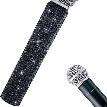 Black Wireless Handheld Sleeve Customize Decor Compatible with Cordless Mic SM58 BETA58 PG58 and More Bling on Stage and Party Show