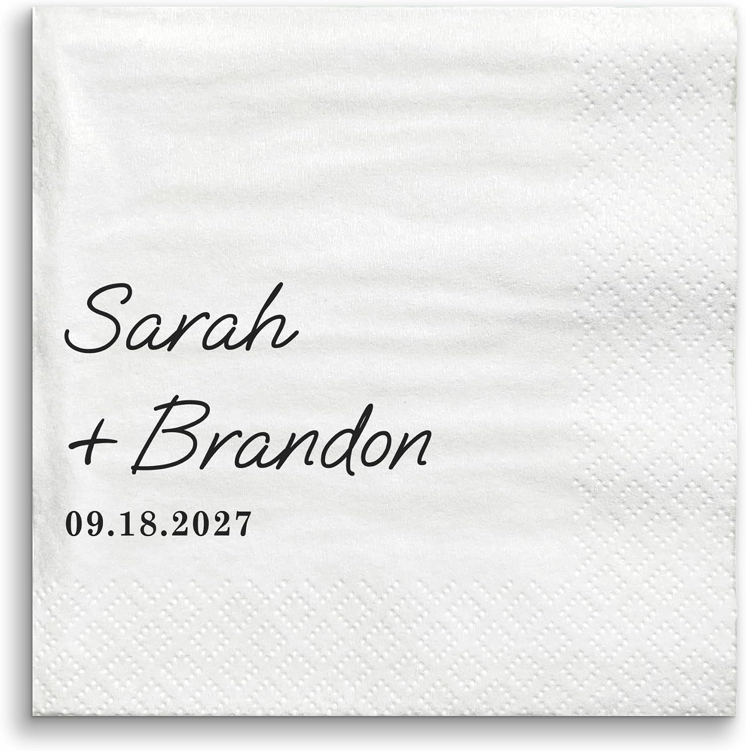 Big Dot of Happiness Personalized Simple Script Wedding Party Napkins, Custom Bridal Shower or Anniversary Party Decor, White 3-Ply Paper Beverage Napkins - 50 Count