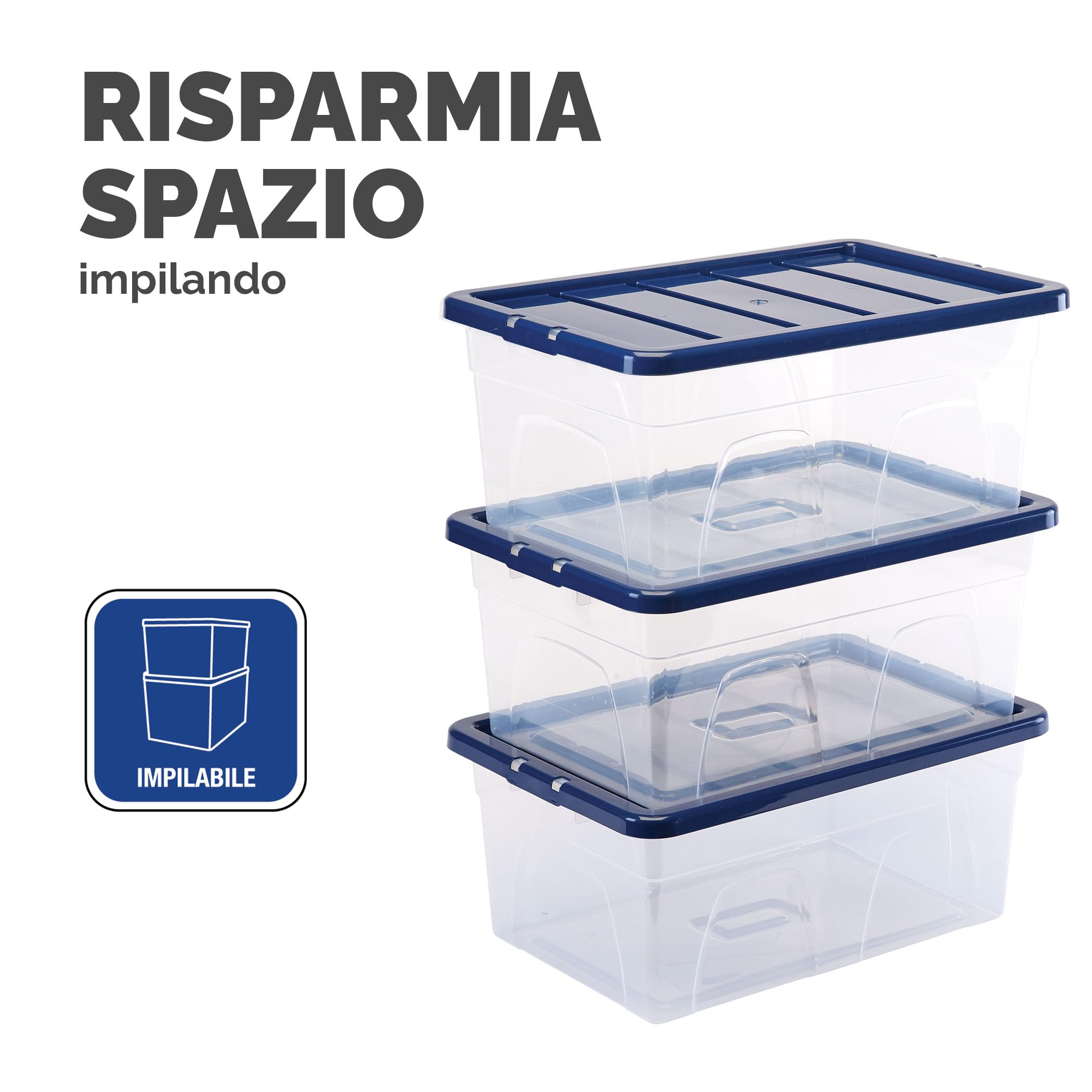 Bankers Box 22L scatole in plastica in confezione da 3, BPA-Free, con coperchi riciclati al 100%, impilabili, coperchio anti polvere, 24,5x32x40cm, ideali per organizzare la casa e l'ufficio