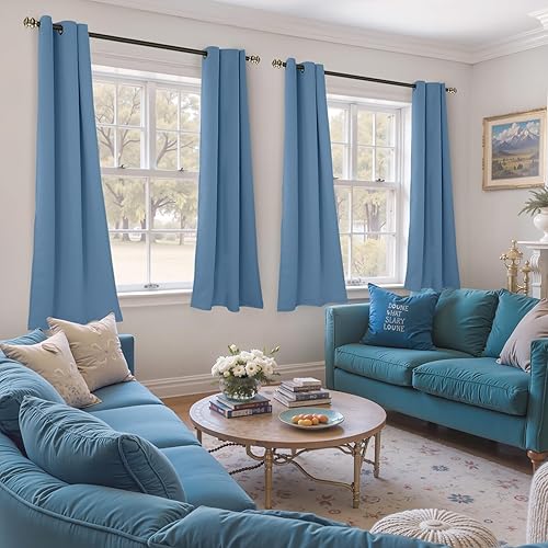 Miniatura 4 de YoungsTex Cortinas opacas para dormitorio, con aislamiento térmico y ojales, cortinas de oscurecimiento y reducción de ruido para sala de estar, 2