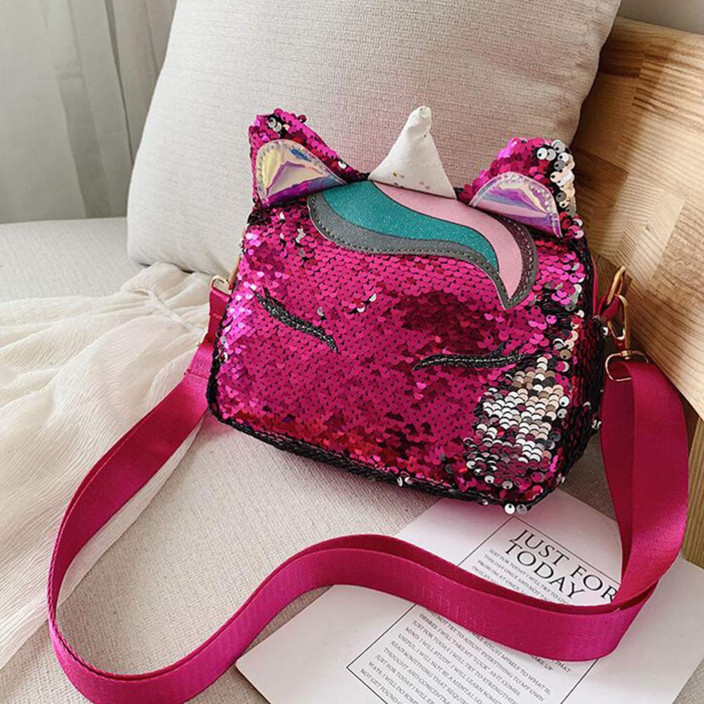 VALICLUD Frauen Mädchen Einhorn Pailletten Tasche Glitzer Crossbody Geldbörse Umhängetasche für Kinder Kleine Mädchen