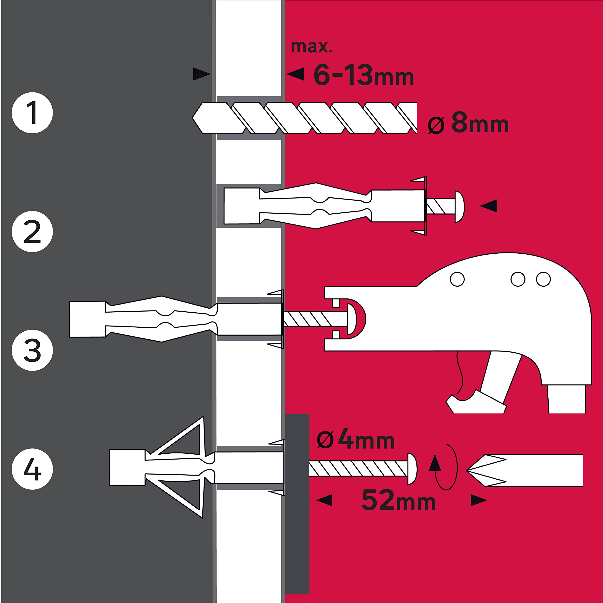 STANDERS - 120 sztuk metalowych kołków rozporowych - stal - Ø 8 x dł. 46 mm