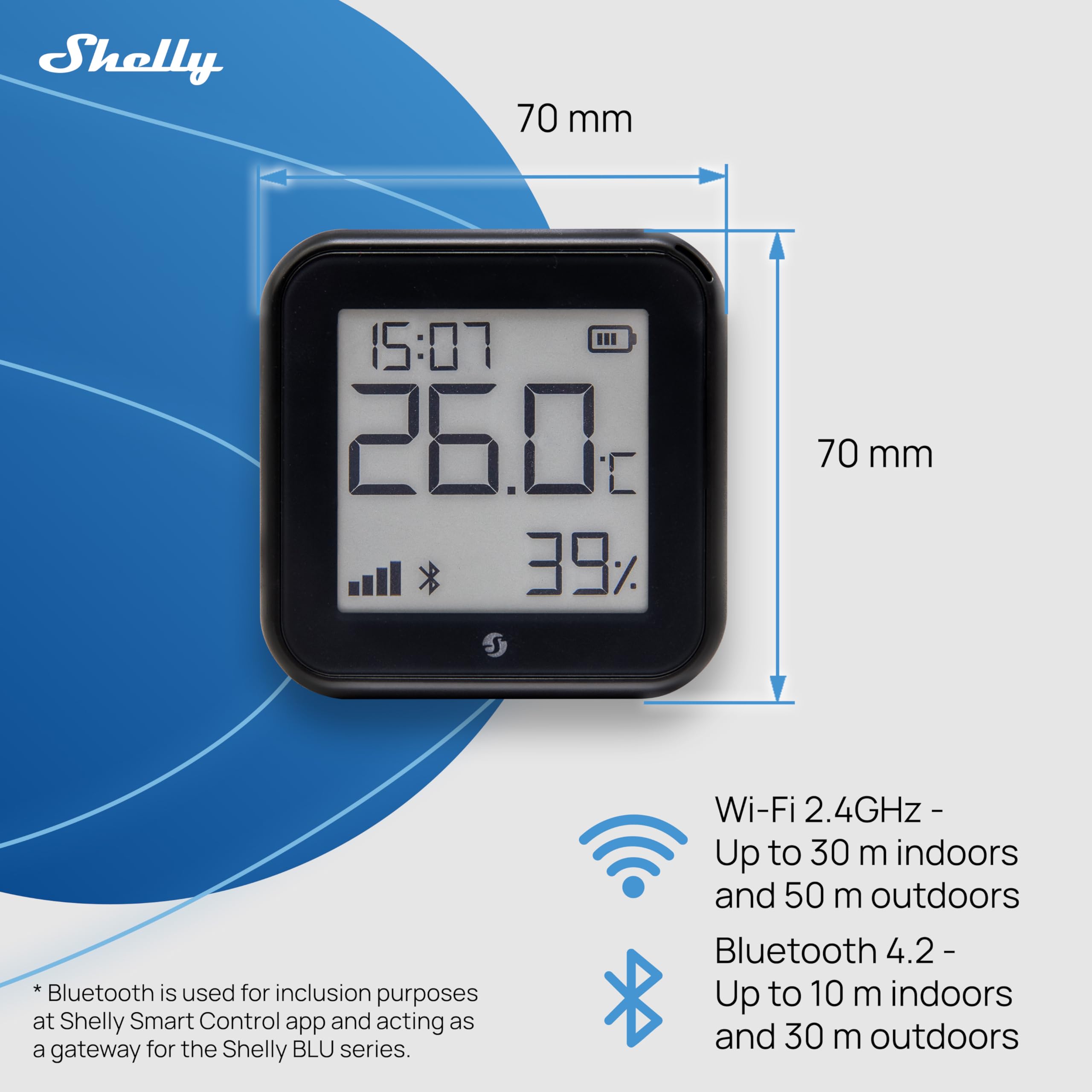 Shelly AZ H&T Nero, Sensore Intelligente di Temperatura e Umidità Wi-Fi, Connessione Rapida con Alexa, Archiviazione Dati, Nessun Hub Richiesto, Scene Intelligenti, Smart Home, Domotica