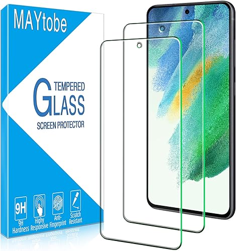 Miniatura 1 de MAYtobe [Paquete de 2] Protector de pantalla para Samsung Galaxy S21 FE 5G [no compatible con Galaxy S21], vidrio templado, sin burbujas,