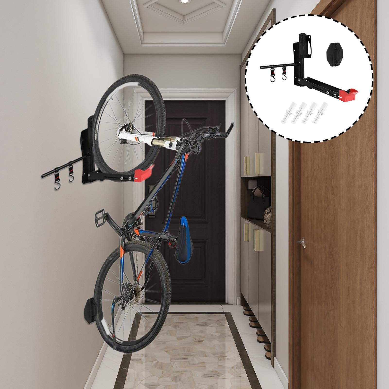 Supporto Per Bicicletta Da Parete Supporto Per Bicicletta Ad Alta | Supporto Per Bici Pieghevole A Parete Per Ciclismo Riparazione Manutenzione Sport Ciclistici Casa Garage