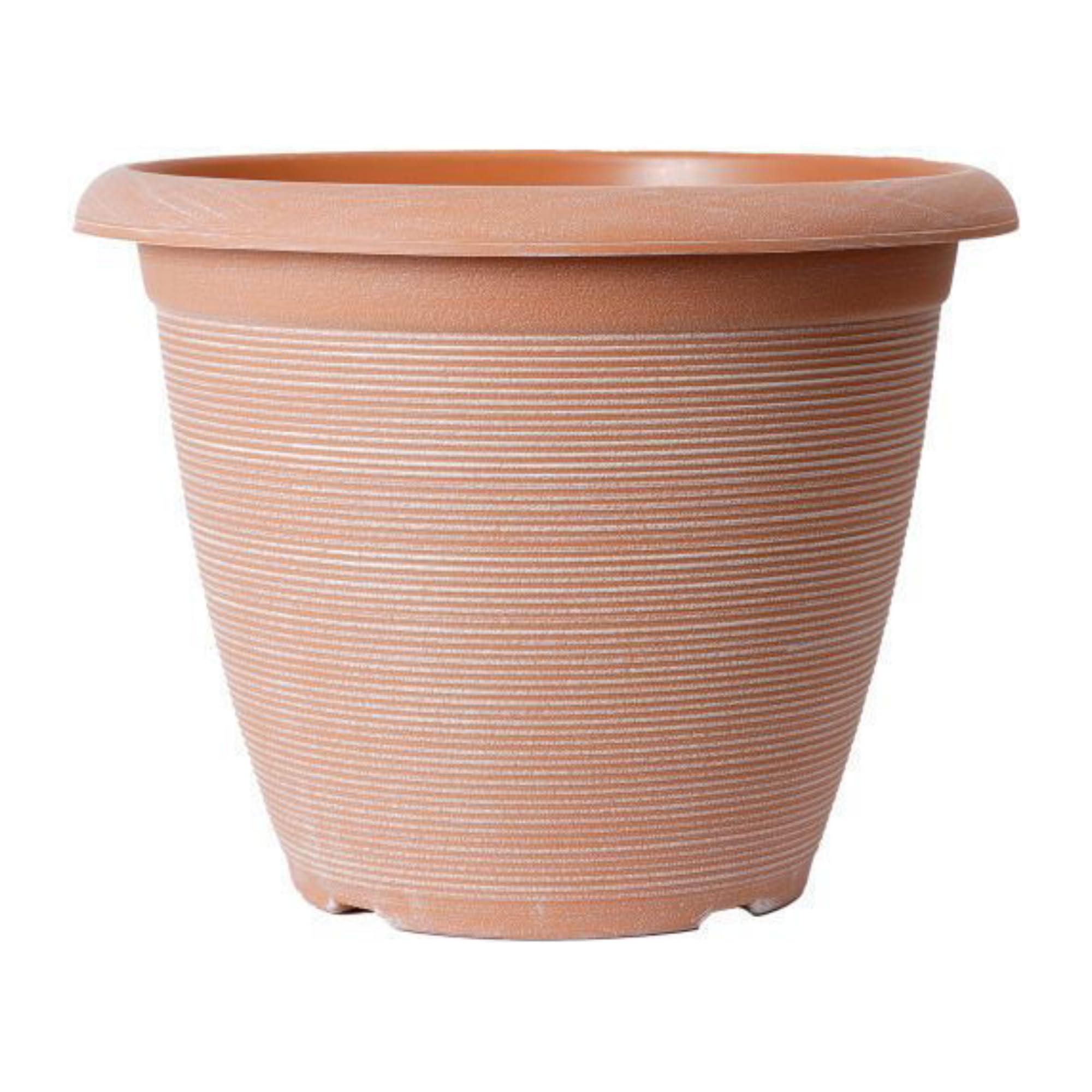 Fyne-Finds Round Plastic Plant Pot 35cm,14inch Orange 12.5L Powdered Clay Pot Indoor Home Garden Outdoor Planter Cover Weatherproof Drainageholes Frostproof (1)