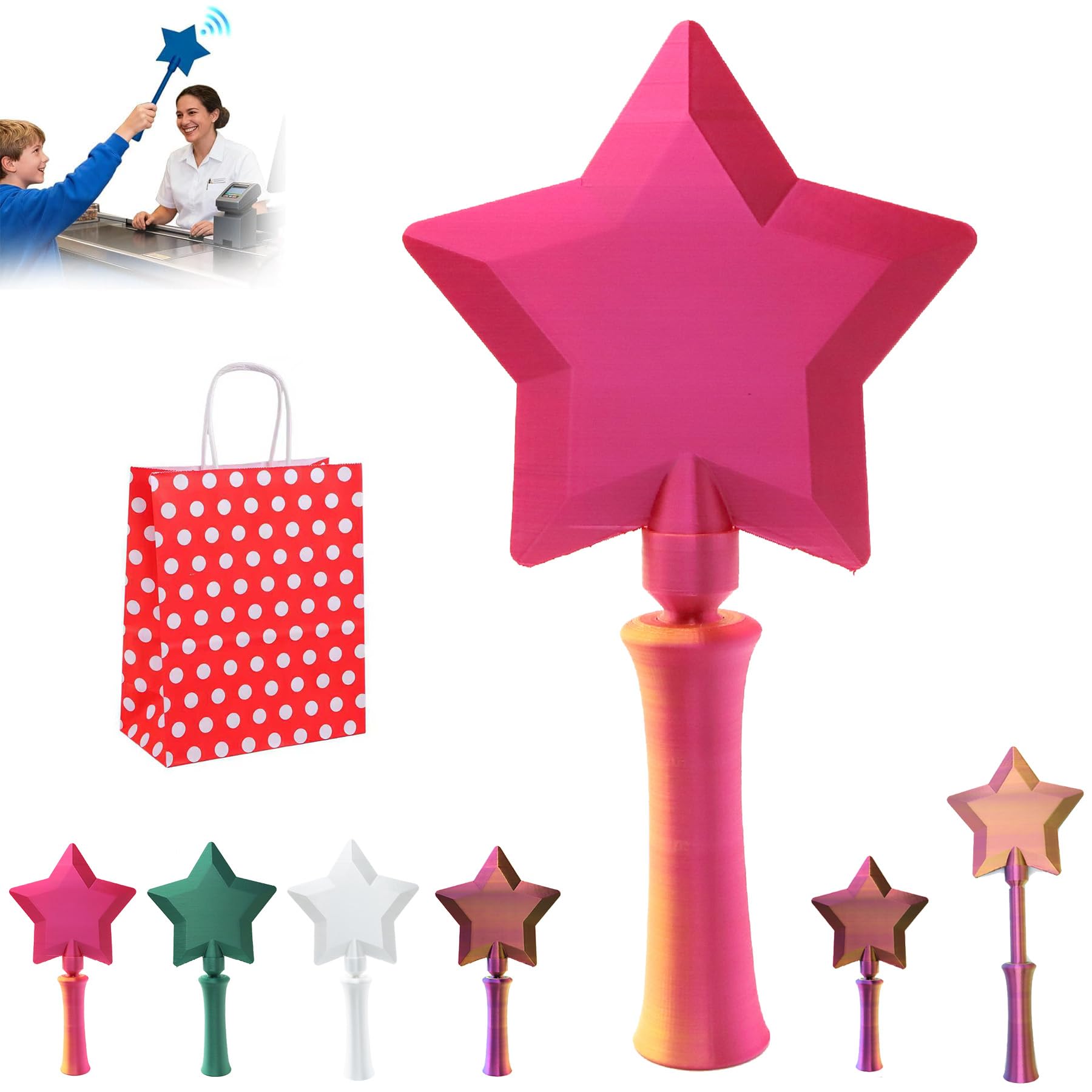 Fairy Pay Wand, 3D Printed Wand Tap to Pay,Star Magic Wands Contactless Payment Card Holder, Taps-to-Pays Credit Card Wands (Telescoping-F) — view 11