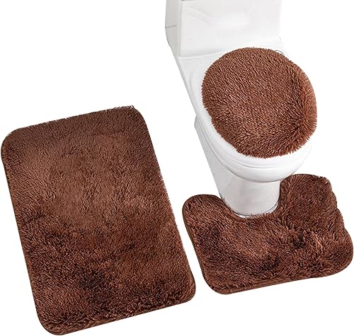 Juego de 3 alfombras de baño de 3 piezas, súper suaves y antideslizantes, juego de alfombras de baño de felpa absorbente de agua para decoración de