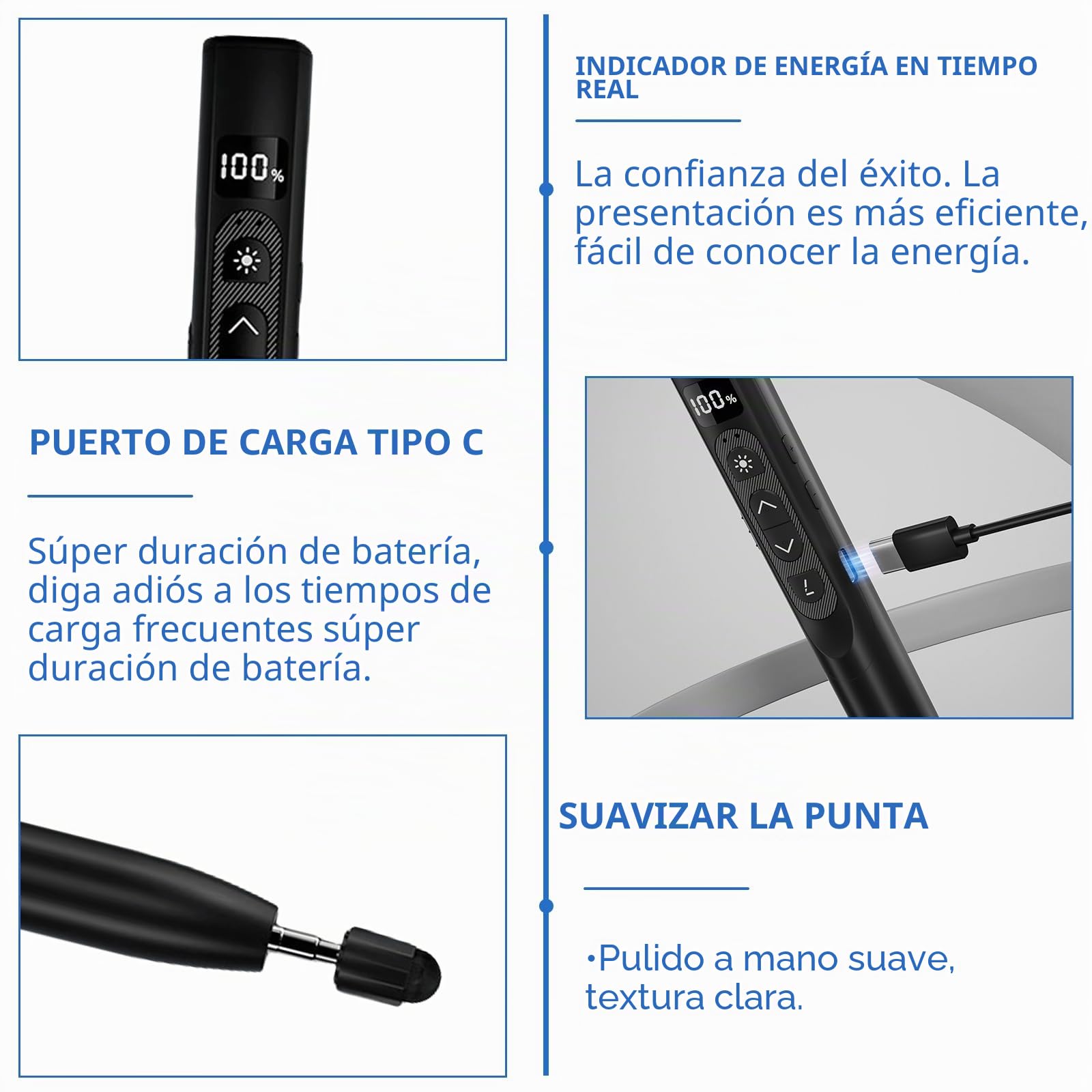 Presentador con puntero láser, mando a distancia de presentación con puntero extensible, mando a distancia PowerPoint, puntero para presentaciones, puntero láser, para aula, aula, oficina