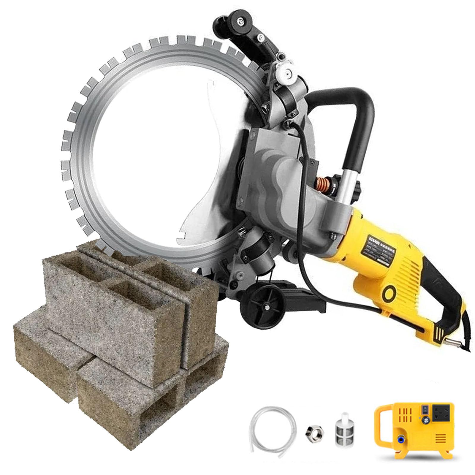 5000W Ringsäge, Betonwandschneidmaschine mit 3 Klingengrößen (400mm/500mm/600mm) - Schnitttiefe 29cm/39cm/49cm, Staubfreies Nassschneiden für Beton, Granit, Stein M