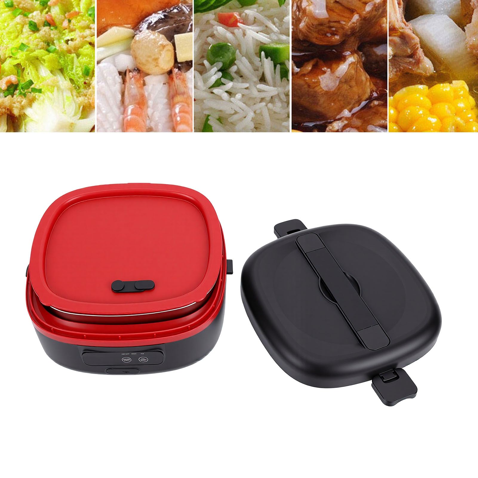 Lunch Boxes Box 75W, Scaldavivande Riscaldato in Acciaio Inossidabile 1L Senza Fili per Viaggi Ufficio Batteria Ricaricabile Scaldavivande Elettrico Portatile Portatile