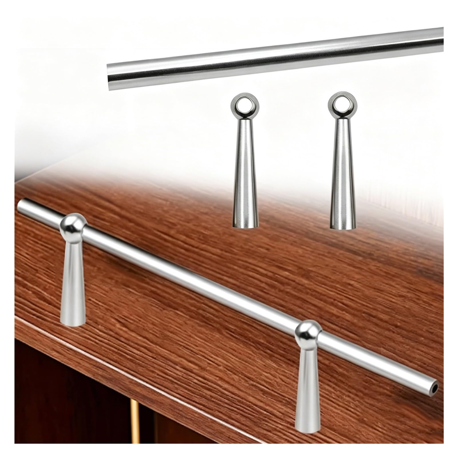 Hphdfs Style E Tipping Rail Bar Silver 95 85 75 70 65 60 55 50Cm, Metal Shelf Guard Railing Decor For Hanging Shelving, Shoe Racks, Detachable Cabinet Fence With End Caps & Screws(,8In/20Cm)
