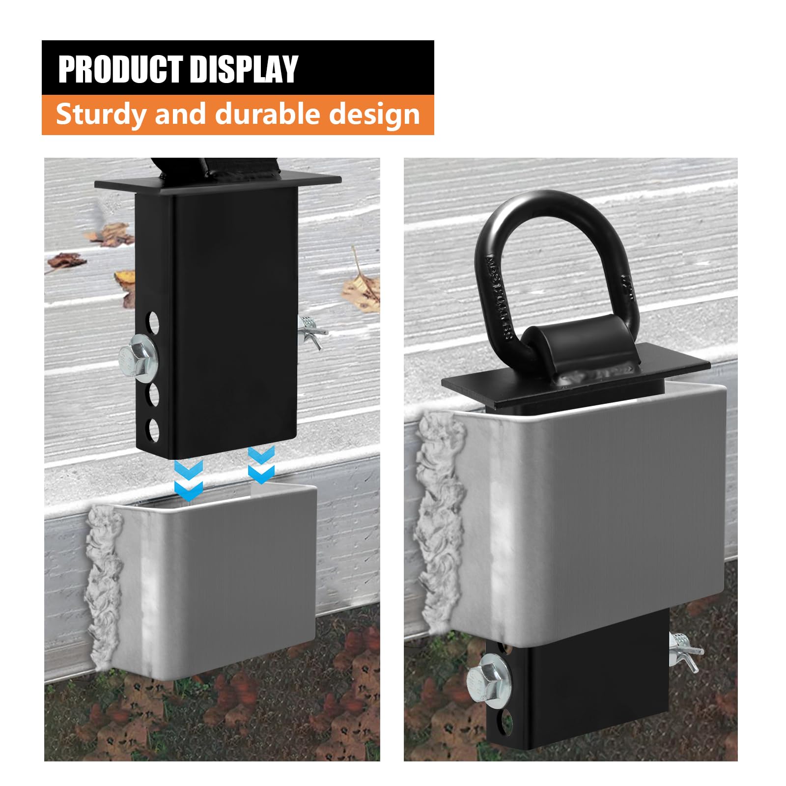 Confezione da 12 tasche saldate in acciaio 2 x 4 per rimorchio, resistenti, per pali standard per rimorchio, tasca con anello a D