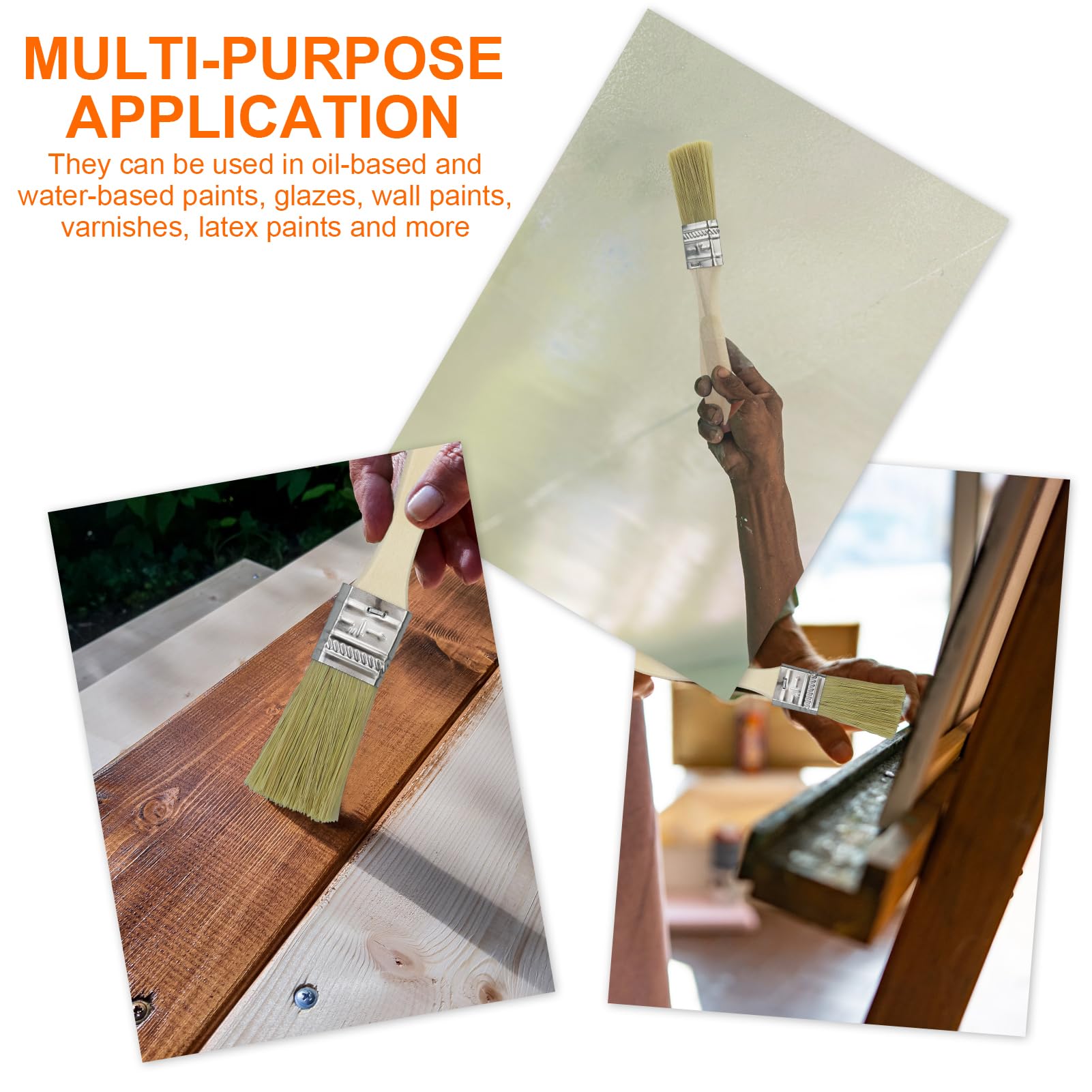 Set di 36 Pennelli Piatti da 25 mm con Manico in Legno per Vernici e Tinture - Pennello per Pittura Professionale
