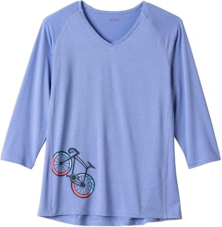 Terry Rover 3/4 Sleeve Womens V-Neck Top, Semi-Fitted Cycling Jersey UPF 50+ Sun T-Shirt Outdoor Hiking Performance Tech Tee