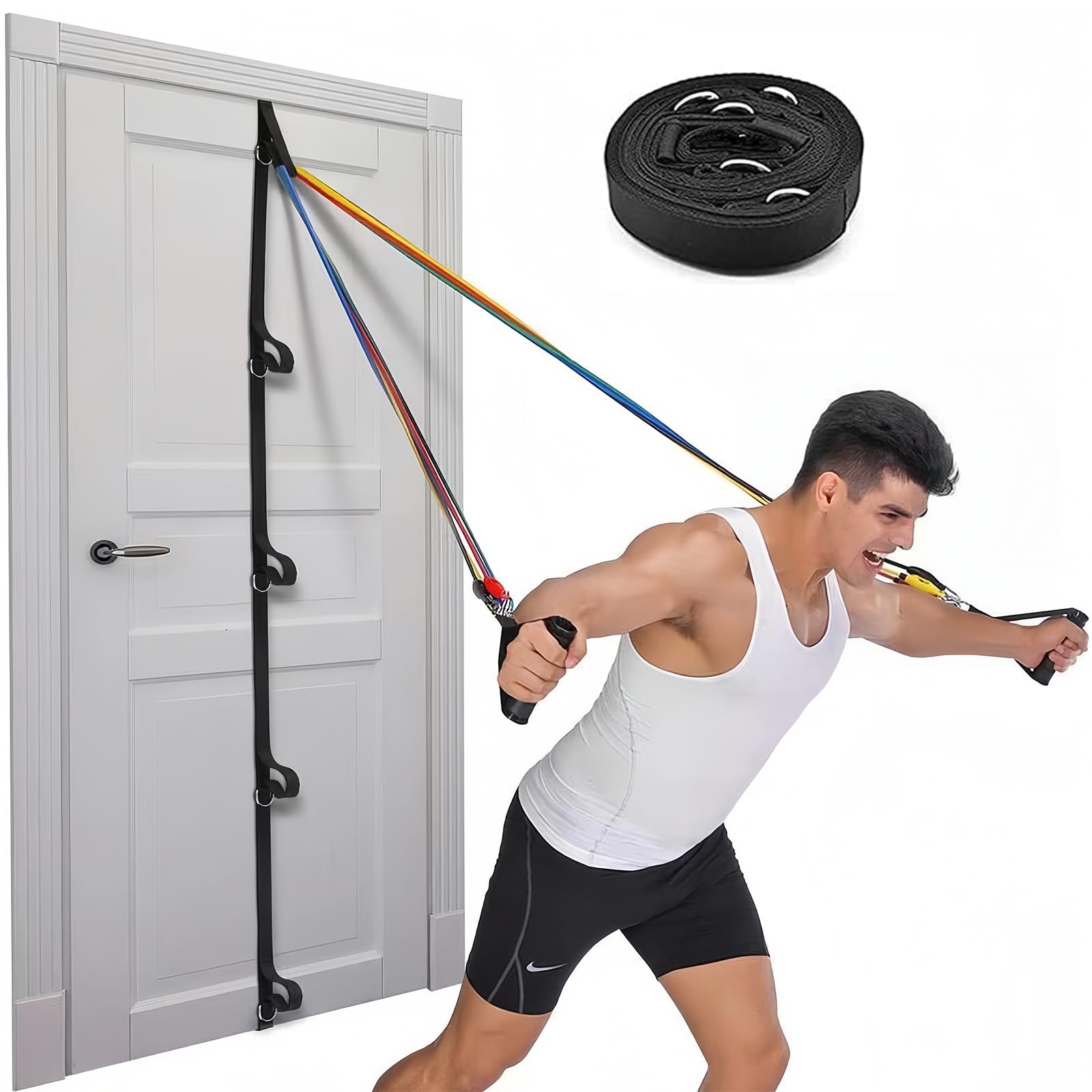 Slim Panda Cinghia di ancoraggio per porta di aggiornamento per esercizi di resistenza, fissaggio portatile multi punto di ancoraggio palestra per fitness domestico, bande di resistenza per porta