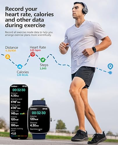 Miniatura 5 de Relojes inteligentes 2025 para hombres y mujeres, reloj inteligente de voz AI de 1.85 pulgadas, monitor de frecuencia cardíaca 247, rastreador de