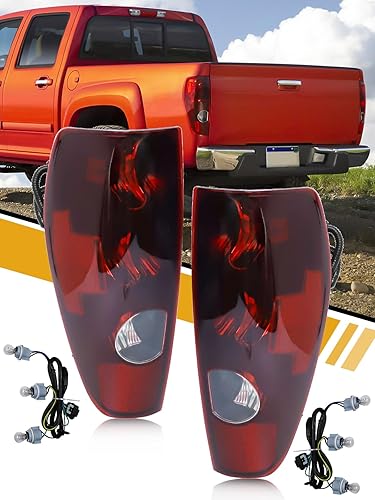 Miniatura 7 de Conjunto de luz trasera en par compatible con Chevrolet Colorado y GMC Canyon 2004-2012, repuesto de lámpara trasera de freno halógeno estilo OEM,