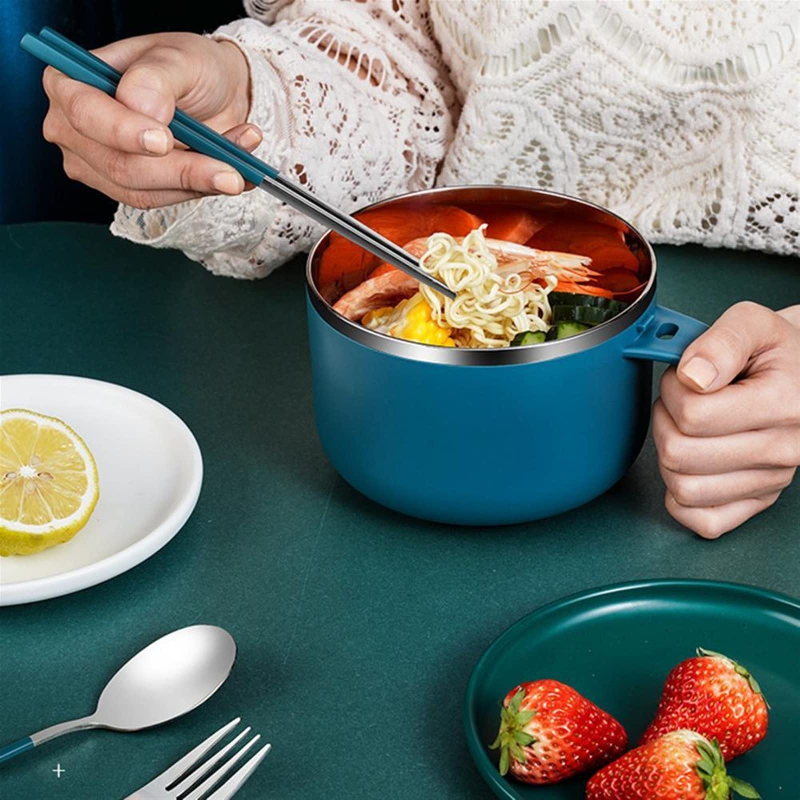 Portapranzo Bento sigillato per Uso Domestico, Ciotola per Noodles istantanei in Acciaio Inox 304