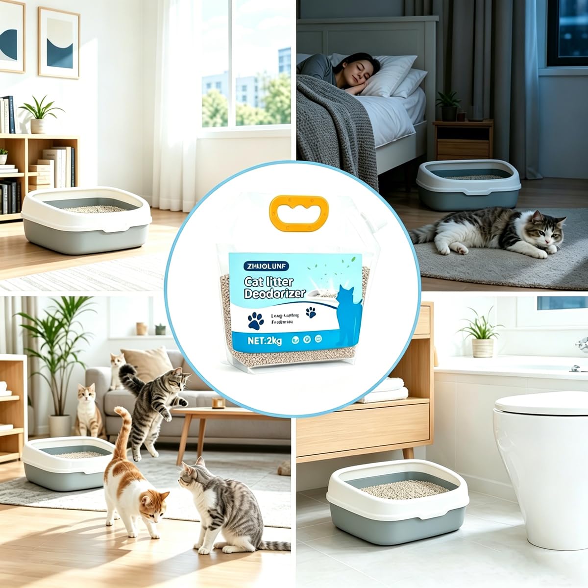 Granuli Deodoranti per Lettiera Articoli L'igiene Gatto (2 kg (70,55 once)) | Prodotto Deodorante per Gatti E Piccoli Animali. A Base Di Minerali, Senza Profumo E Sicuro per Gli Animali Domestici