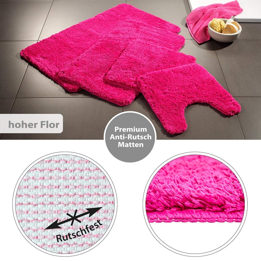 PANA Tapis de Bain Moelleux Antidérapant Lavable 50x80 cm Rose