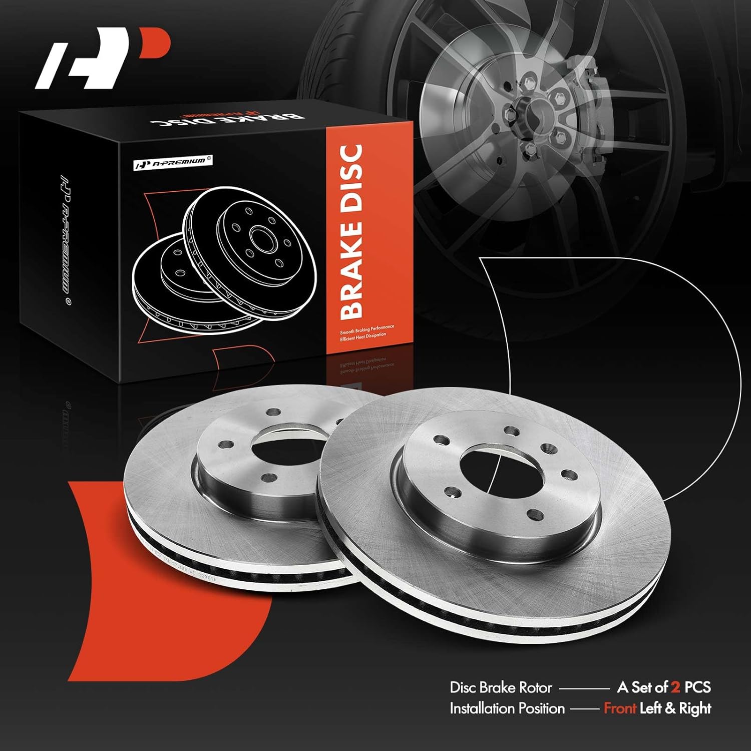 A-Premium 11.65 inch (296mm) Front Vented Disc Brake Rotors Compatible with Select Chevy, Pontiac, Saturn and Suzuki Models- Captiva Sport 12-15, Equinox/Torrent/XL-7 07-09, Vue 2008-2010, 2-PC Set