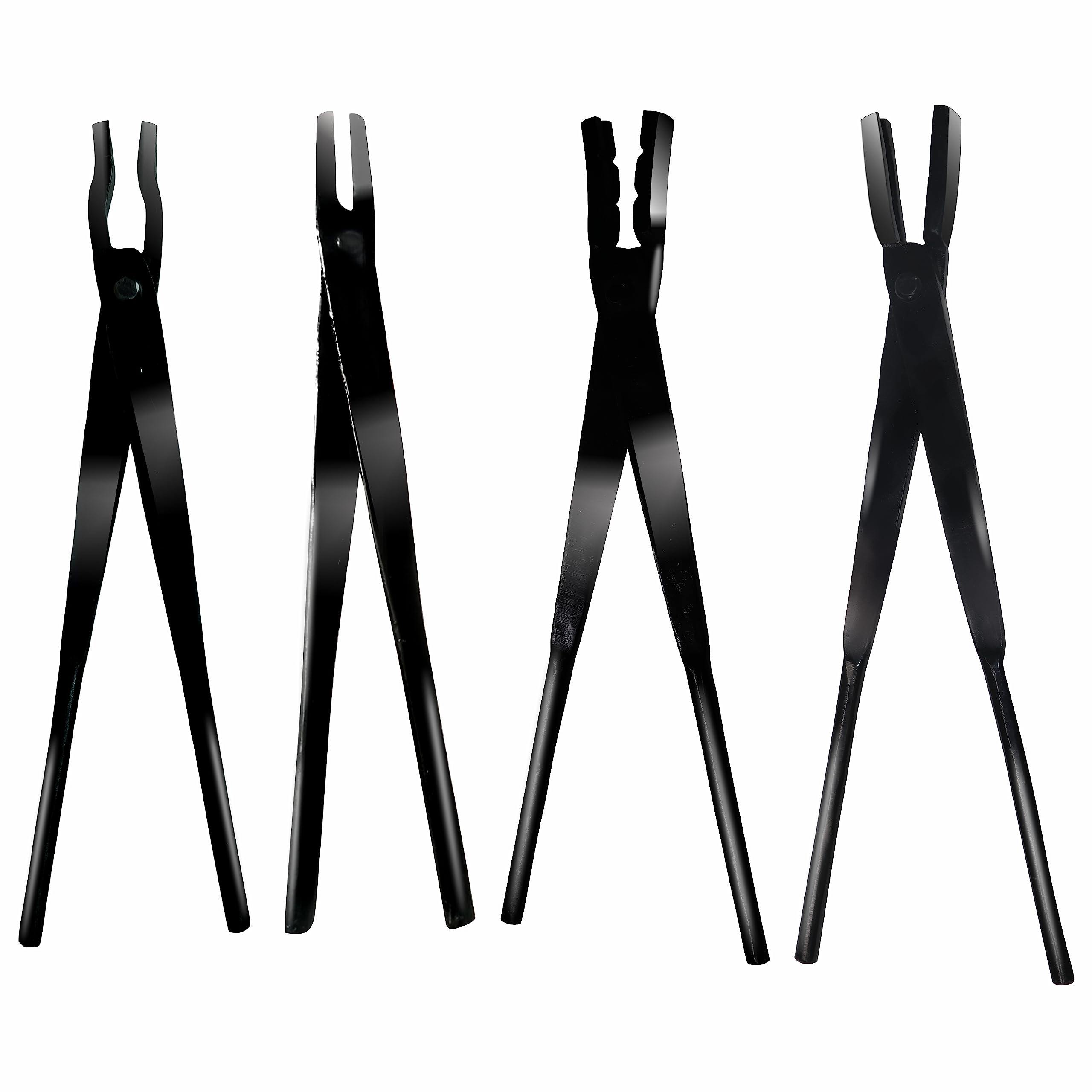 Simond StoreTongs for Forging -16" Steel Blacksmith Tongs Set of 4 - Knife Making Tongs Includes Mandrel Jaw, Flat Jaw, Wolf Jaw & Round Jaw Blacksmithing Tools Kit - High Temperature Tongs