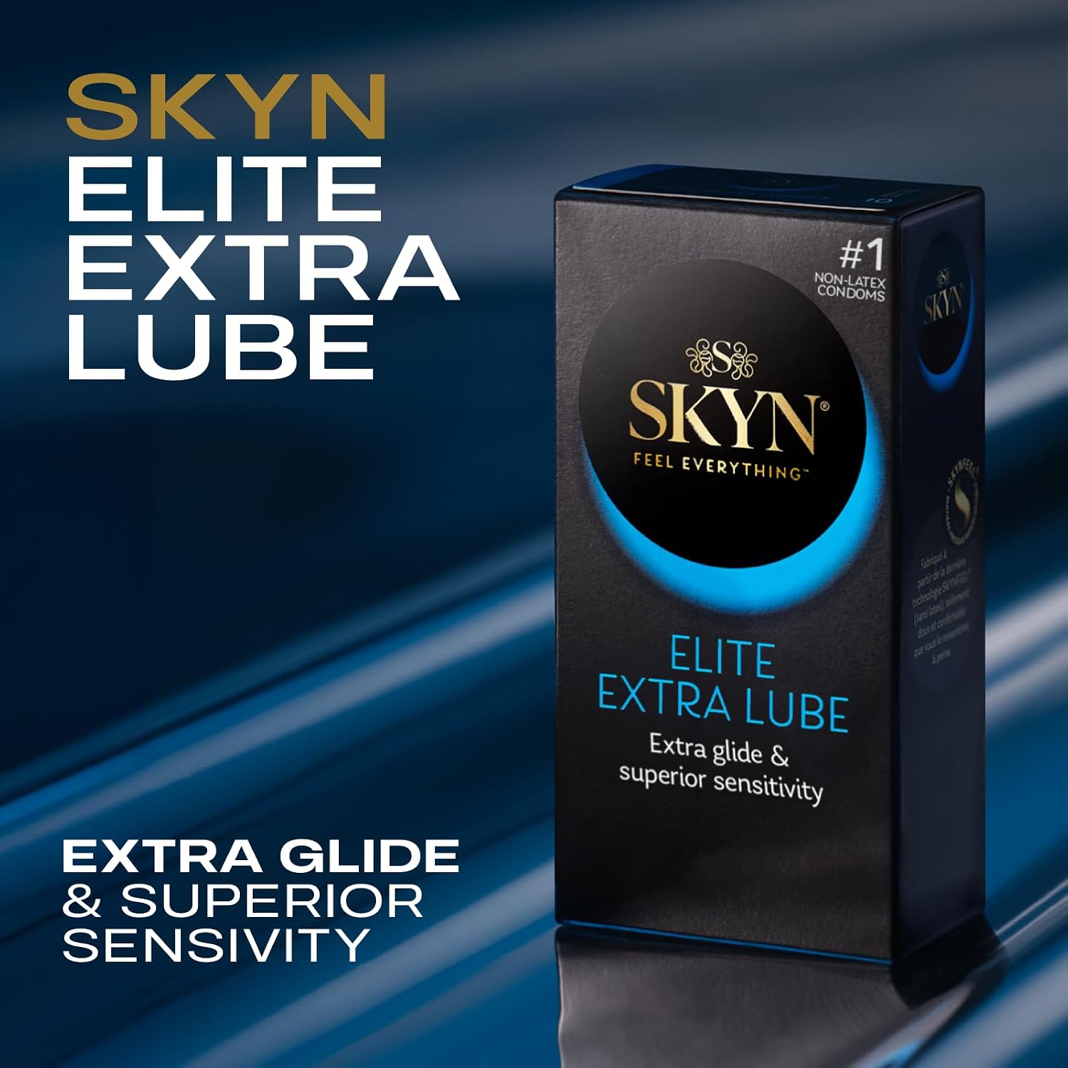 SKYN Elite Extra Lube Condoms – 36 Count – Ultra-Thin, Lubricated Latex-Free Condoms with Extra-Silky Lubricant