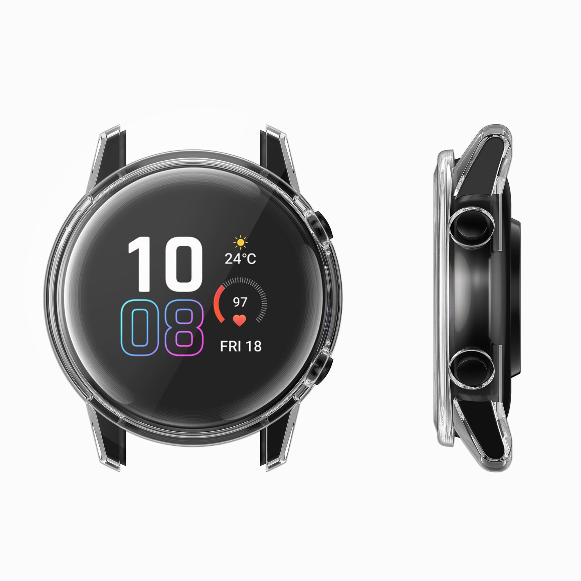 Coque Silicone Pour Honor Band 9 – Lot De 2, Transparente Et Noire – Protection Intégrale écran Et Cadre, Accès Aux Boutons