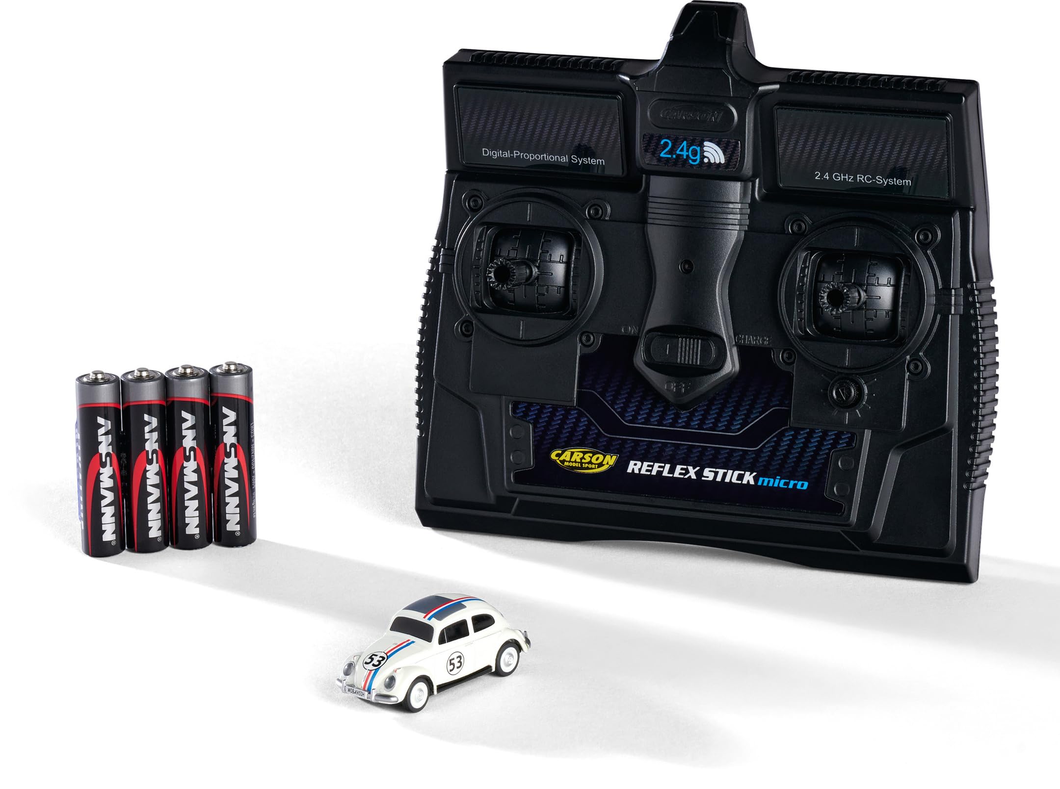Carson 500504153 1:87 VW Beetle Rallye 2.4G 100% RTR - Gotowy do jazdy model, model RC, samochód H0, model RC, pojazd do dioramy