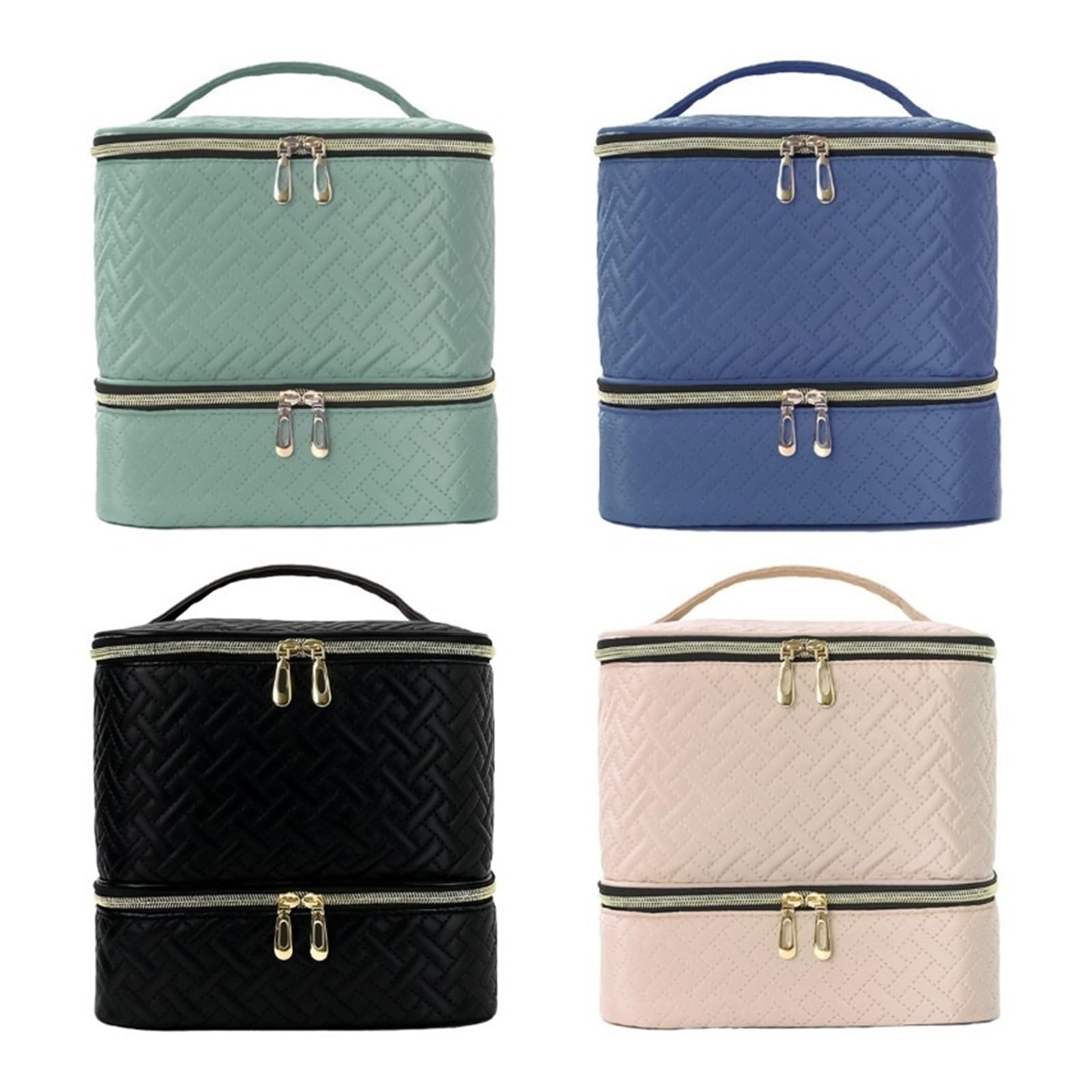 Bolsa Maquillaje Bolsa de Maquillaje portátil de Doble Capa y Gran Capacidad con Cremallera Doble elevada