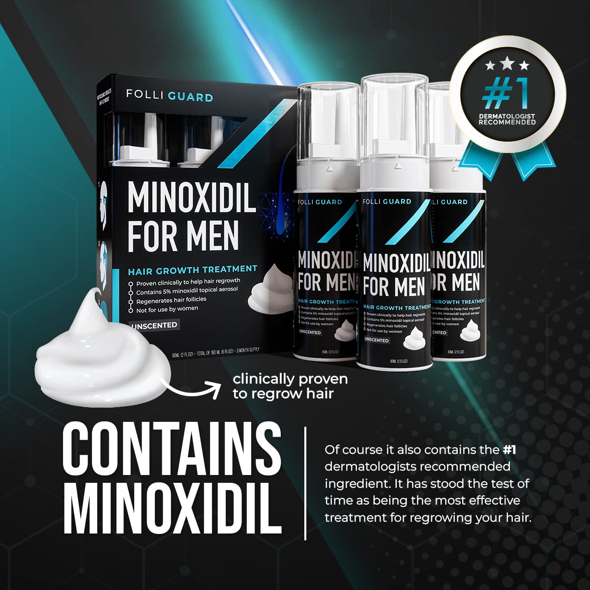 Buy 5 Minoxidil Foam (3 Month Supply) by FolliGuard Aerosol Foam