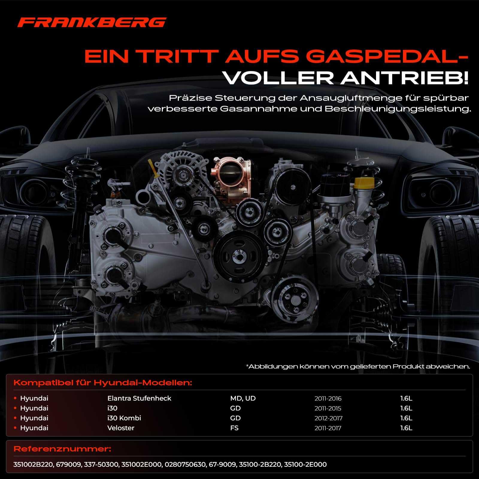 Frankberg Drosselklappenstutzen für Elantra MD UD i30 G-D Veloster FS 1.6L Benzin 2011-2017 0280750630